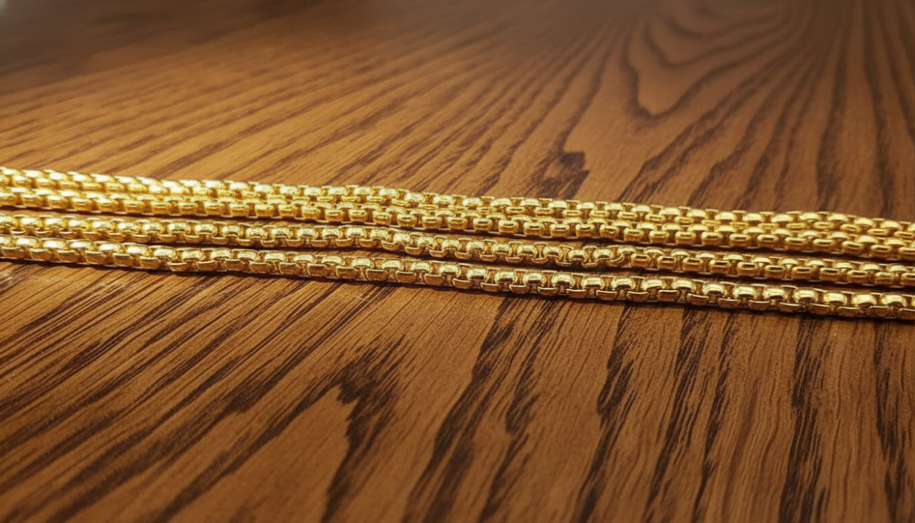 Altın Kaplama 4 mm Küp Zincir | Metre Satış | Takı Yapım Malzemesi