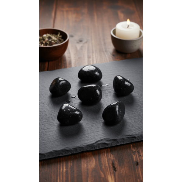 Siyah Obsidyen Doğal Taş Tamburlanmış Parça - (2-2,5 cm) 