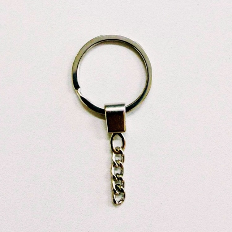 Zincirli Topuz Ezme Nikel Anahtarlık Halkası 2.5 cm (25 Adet)