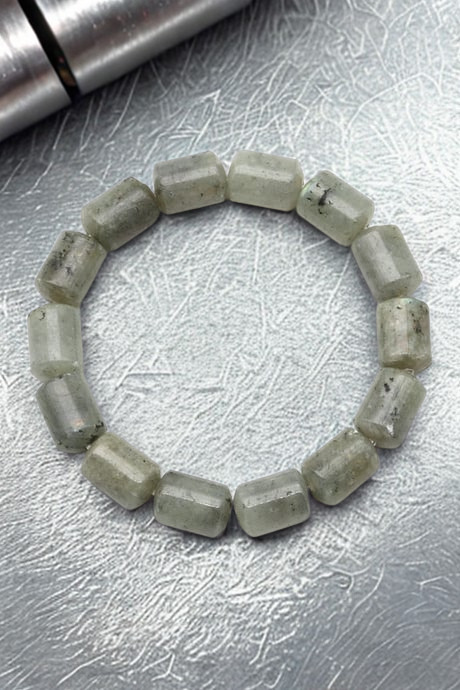 Labradorit Doğal Taş Bileklik - 10x14 mm Özel Kesim Silindir