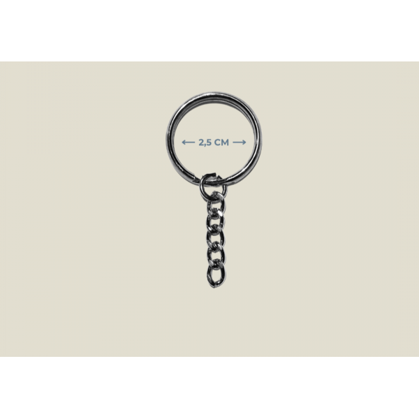 Zincirli Konik Anahtarlık Halkası - Metal Renk (2,5 cm)