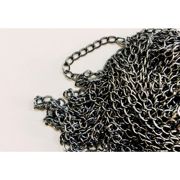 1,20 mm Füme Rengi Kıvrık Metal Takı Zinciri (10 Metre )