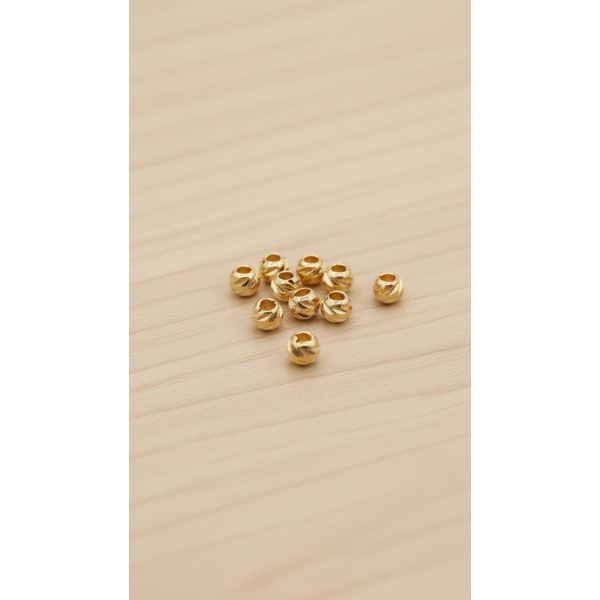 Altın Kaplama 5mm Desenli Metal Top Boncuk – 15 Adet