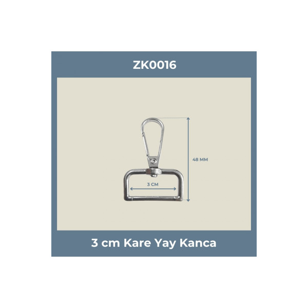 3 cm Kare Yay Kanca Nikel – Metal Çanta Askı ve Anahtarlık Aparatı 50 Adet