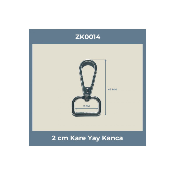 2 cm Kare Yay Kanca – Nikel Metal Anahtarlık ve Çanta Askı Aparatı 50 Adet