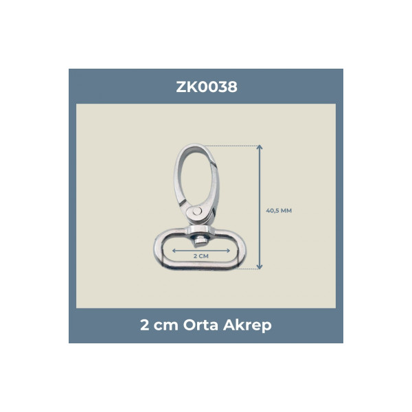 2 CM Orta Akrep Kanca Nikel – Metal Anahtarlık ve Çanta Askı Aparatı ( 50 Adet)