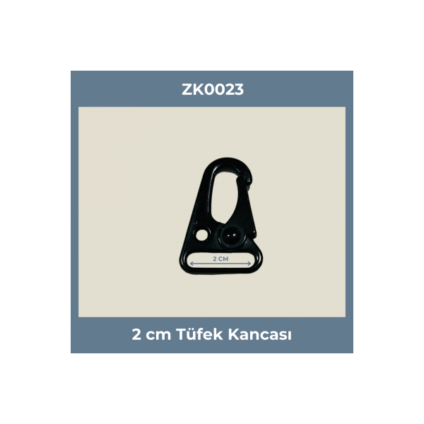 2 cm Siyah Boyalı Metal Tüfek Kancası – Profesyonel Tip Karabina 50 ADET