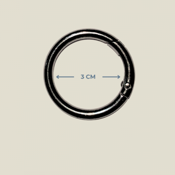 3 cm (30 mm) Füme (Black Nickel) Yaylı Halka - Çanta ve Takı Aparatı