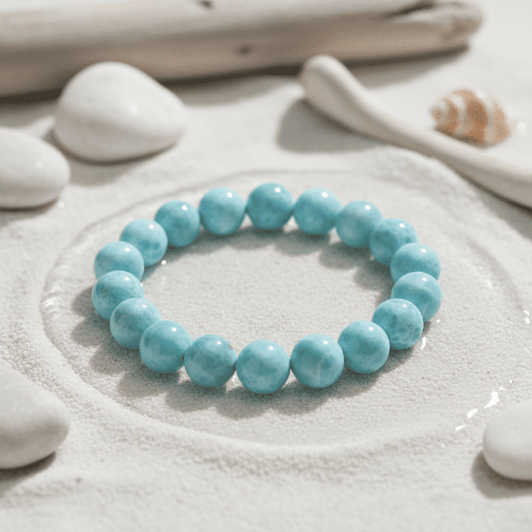 Larimar Doğal Taş Bileklik - 12 mm Küre Kesim
