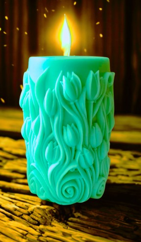 Lale Desenli El Yapımı Soya Wax Mum – Esanslı, Doğal ve Dekoratif
