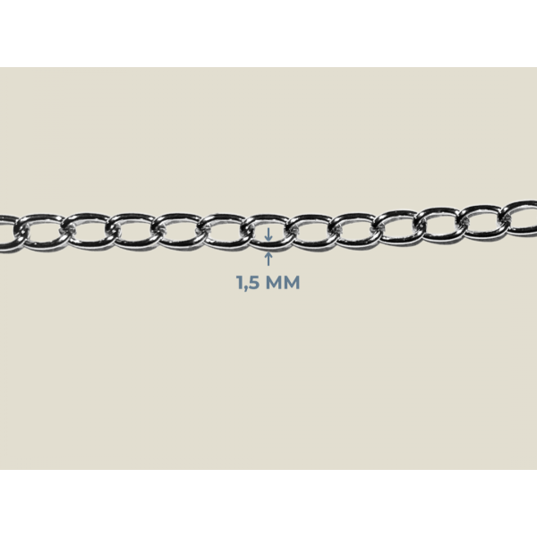 1,5 mm Kıvrık Zincir Metal Renk (10 Metre)