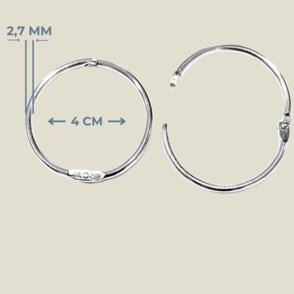 4 cm Metal Kilitli Halka – Ciltleme ve Menü Halkası (2,7 mm Kalınlık) 10 Adet