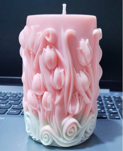 Soya wax el yapımı Lale desenli mum