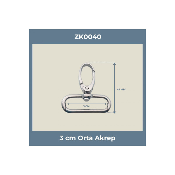 3 CM Orta Akrep Kanca Nikel – Metal Anahtarlık ve Çanta Askı Aparatı (50 Adet)