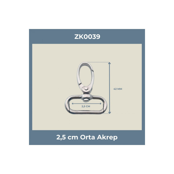 2,5 CM Orta Akrep Kanca Nikel – Metal Anahtarlık ve Çanta Askı Aparatı (50 Adet)