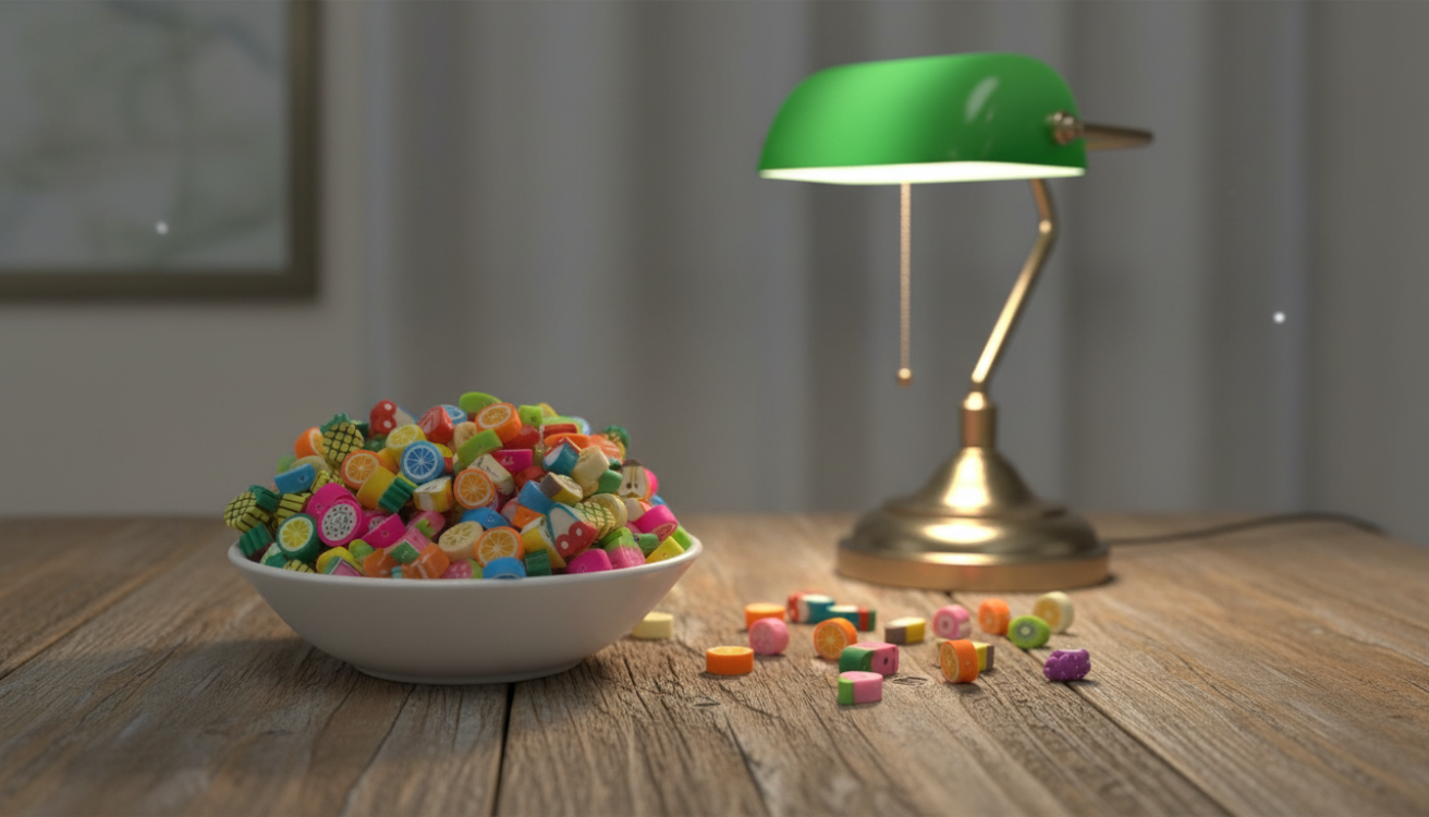 Karışık Renk Meyve Figürlü Fimo Boncuk – 10 mm Delikli Takı Boncuğu (100 Adet)