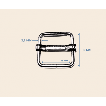 15 mm * 15 mm * 2,2 mm ayar tokası sürgü metal renk
