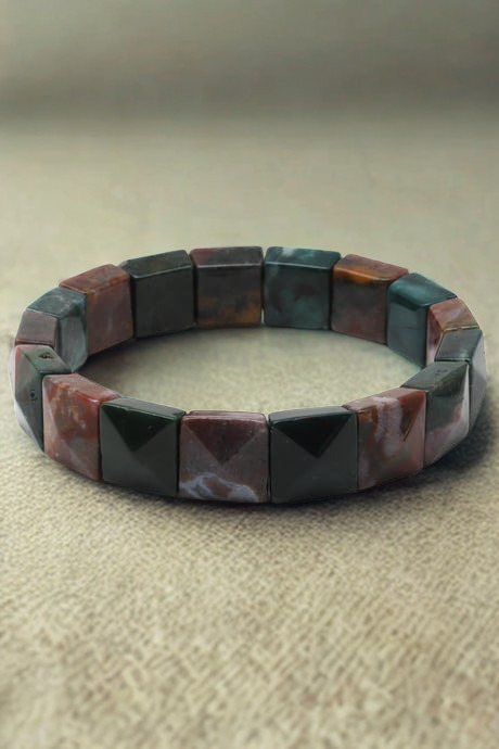 Hint Akik Doğal Taş Bileklik - 12x12 mm Özel Kare Kesim