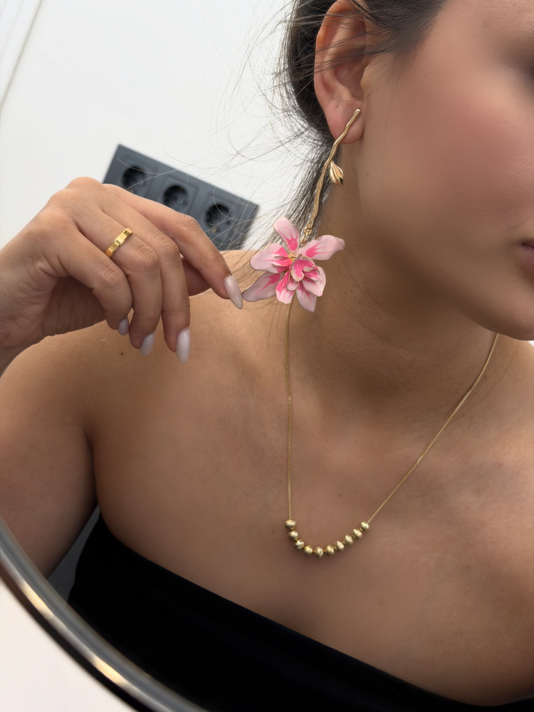Marka Model Pembe Çiçek Küpe