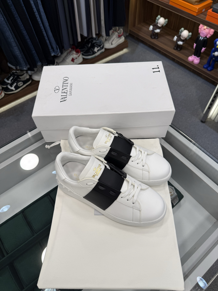 Valentino Open White Sneaker with Black Strap