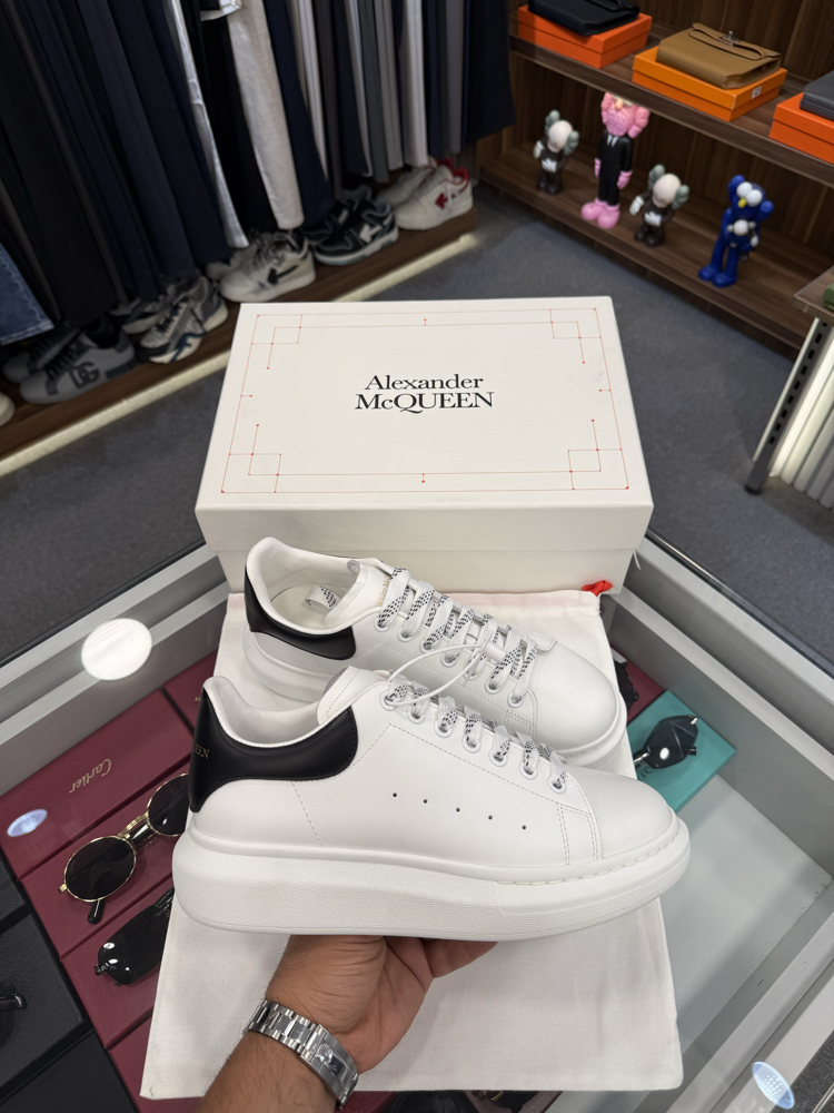 Alexander McQueen White Sneaker with Black Heel