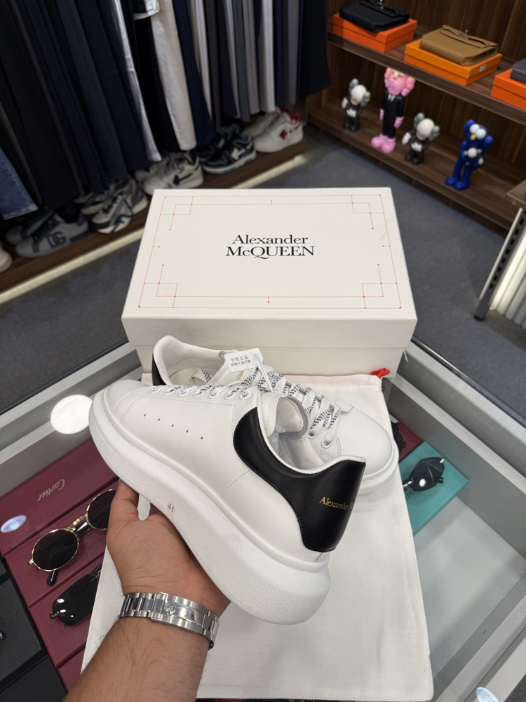 Alexander McQueen White Sneaker with Black Heel