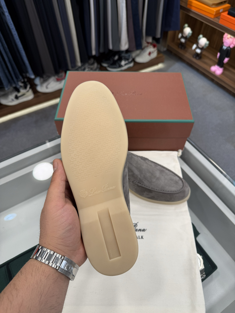 Loro Piana Summer Walk Suede Loafer Grey