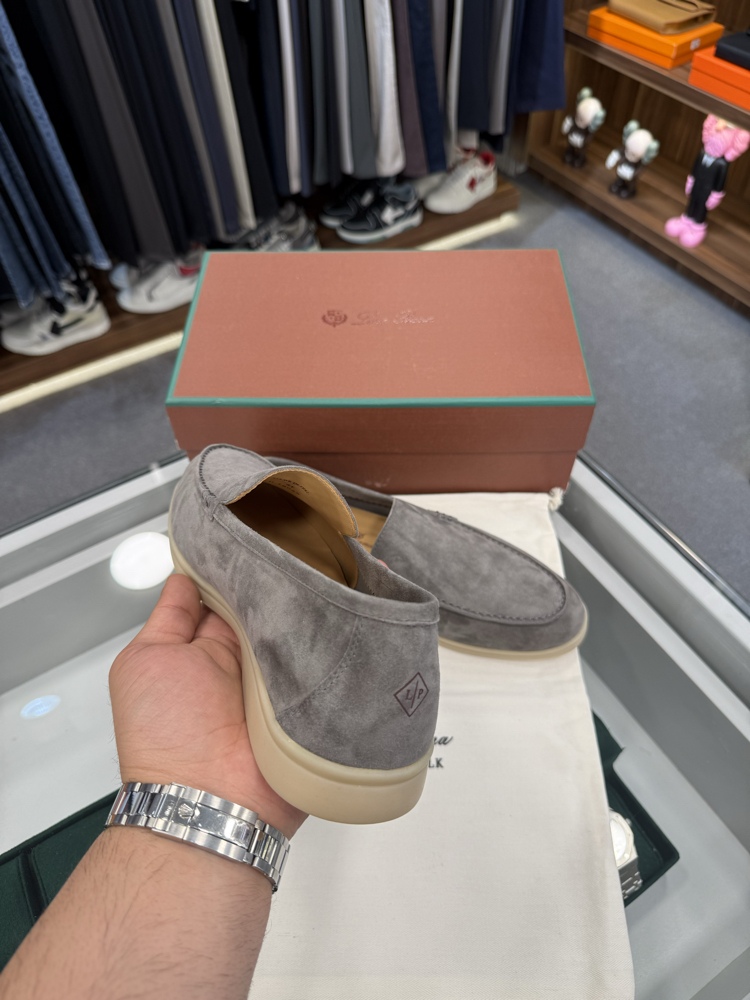 Loro Piana Summer Walk Suede Loafer Grey