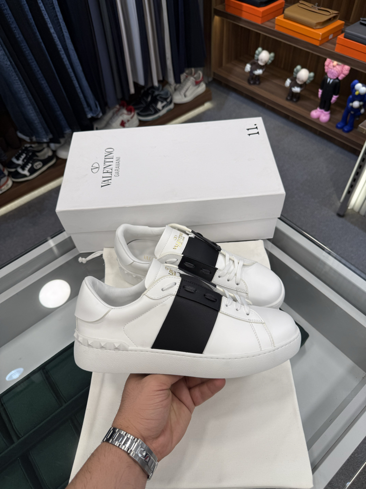 Valentino Open White Sneaker with Black Strap