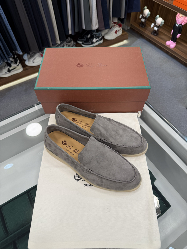 Loro Piana Summer Walk Suede Loafer Grey