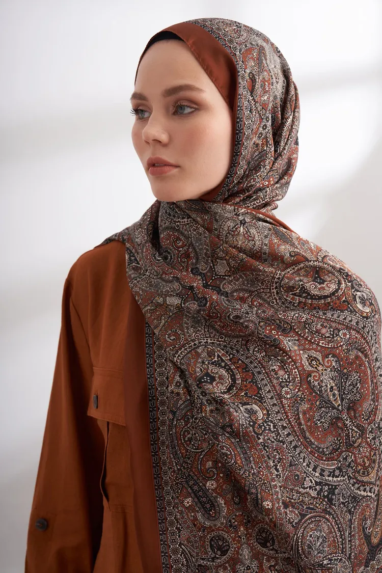 ARMANDA - 6036 Etnik Desen Şal - Taba