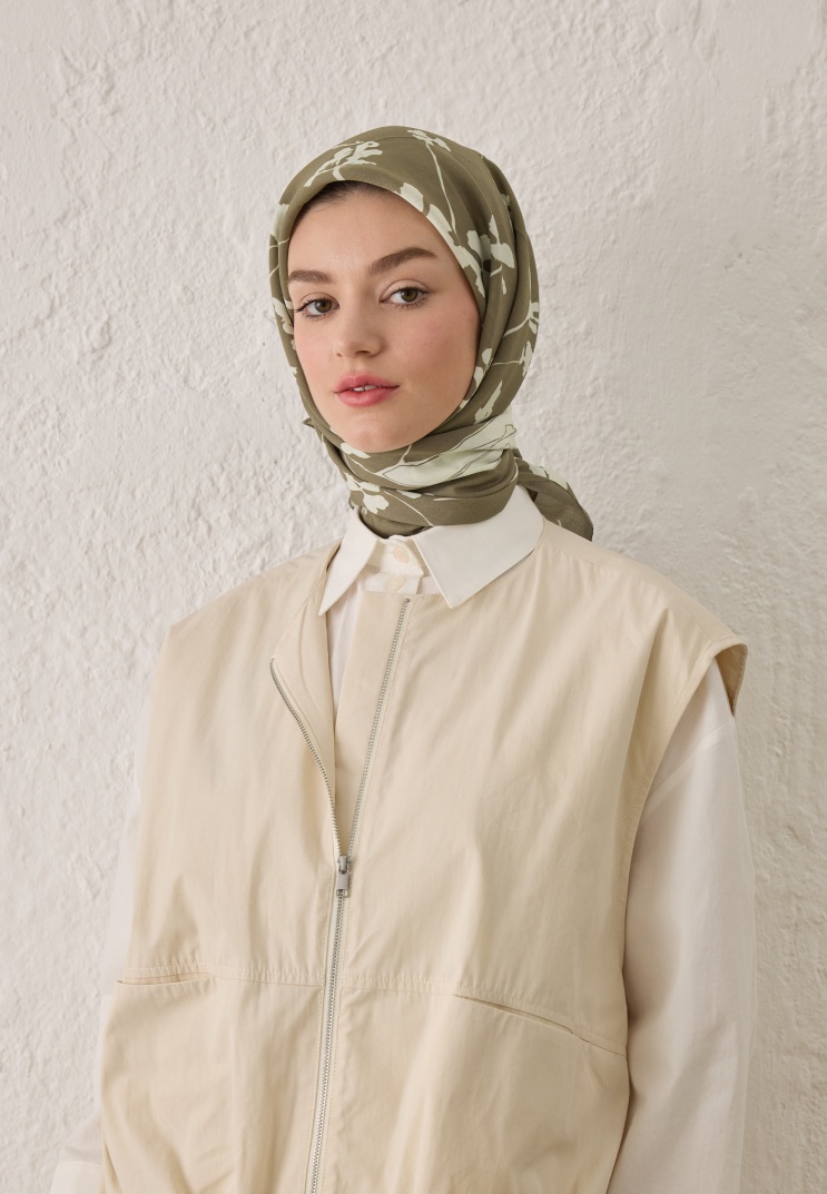 FRESH SCARFS - Perla Desen Pamuk İpek Eşarp - Haki