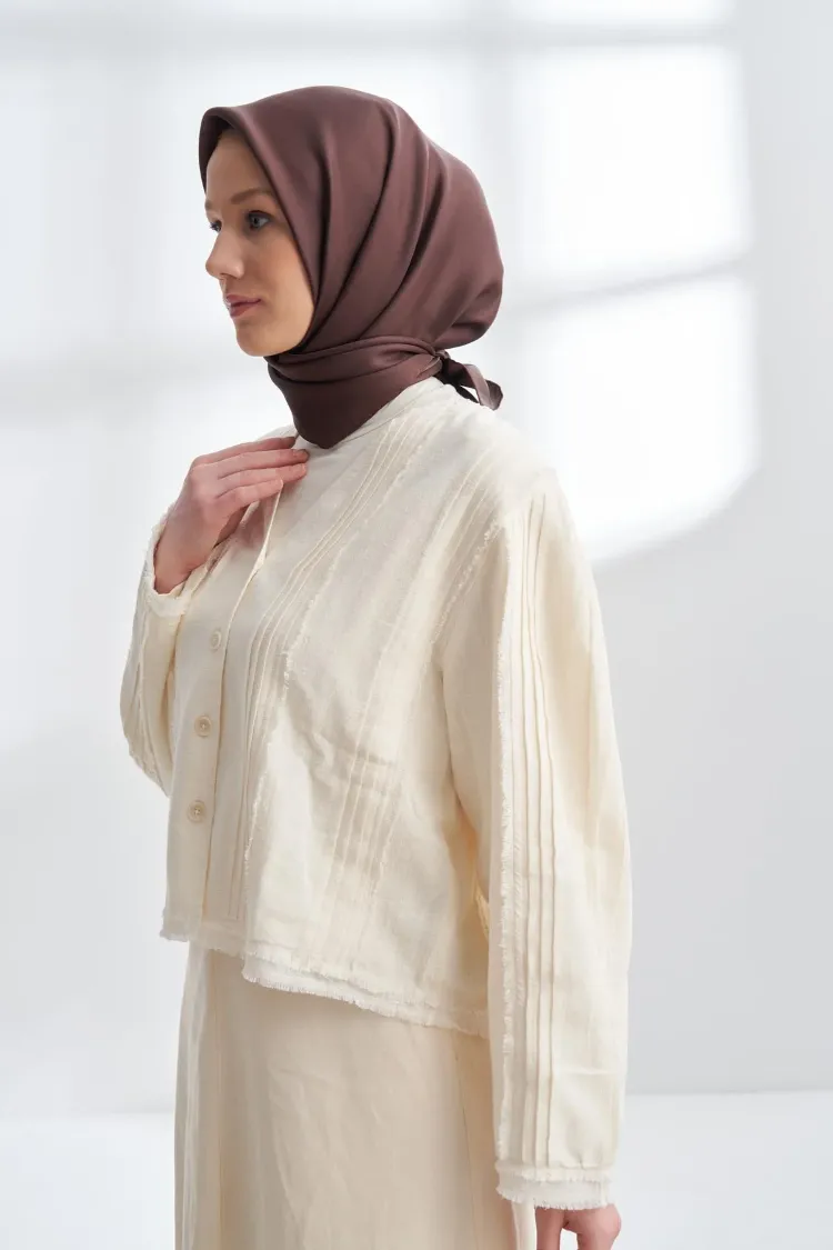 ARMANDA - 4400 Premium Twill İpek Eşarp - Acı Kahve