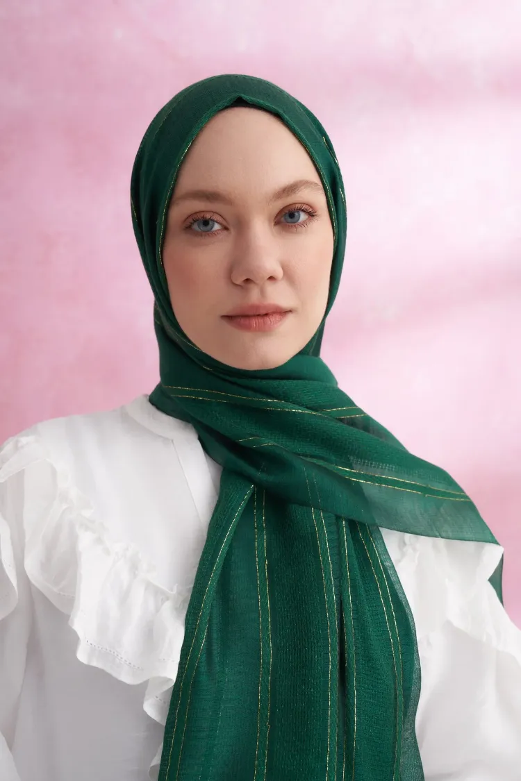 ARMANDA - 3324 İpekli Ruby Şal - Zümrüt