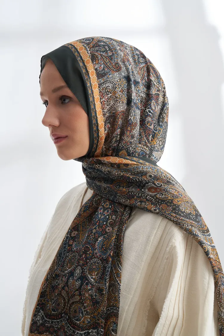 ARMANDA -6036 Etnik Desen Şal - Kaşmir Haki