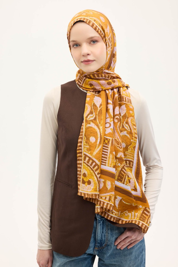 SİLK HOME - Urban Hours Antik Hardal Mayda Şal 190x70