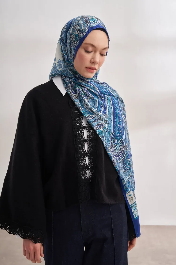 ARMANDA - 4456 Mystic Desen Şal - Saks