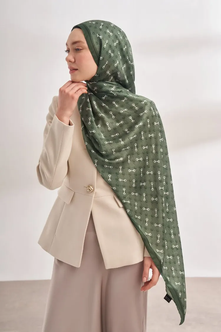 ARMANDA - 3361 Monogram Desen Şal - Haki