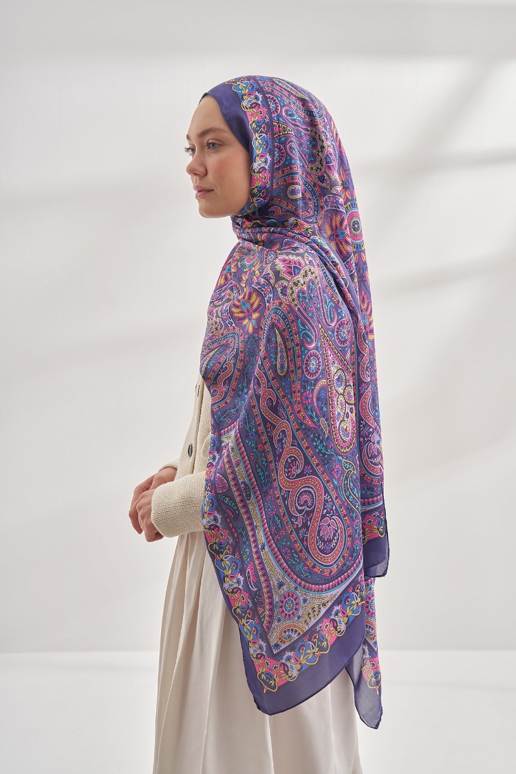 ARMANDA - 6035 Pashmina Desen Şal - Mürdüm