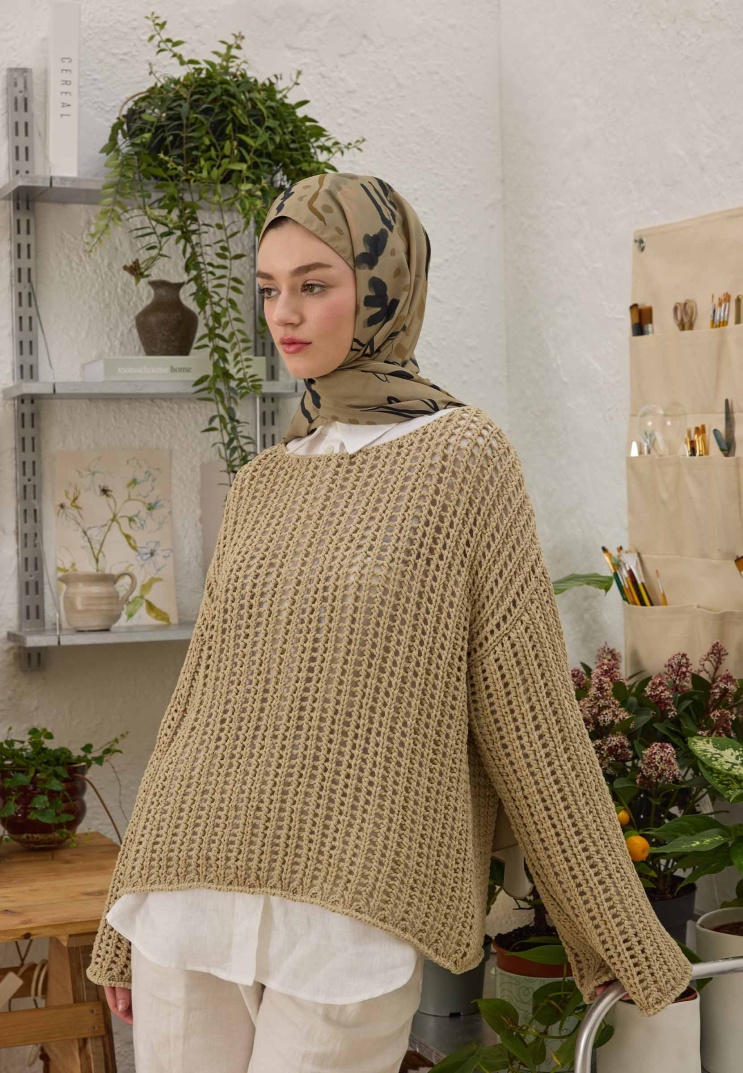 FRESH SCARFS - Aura Desen Şal - Sütlü Kahve