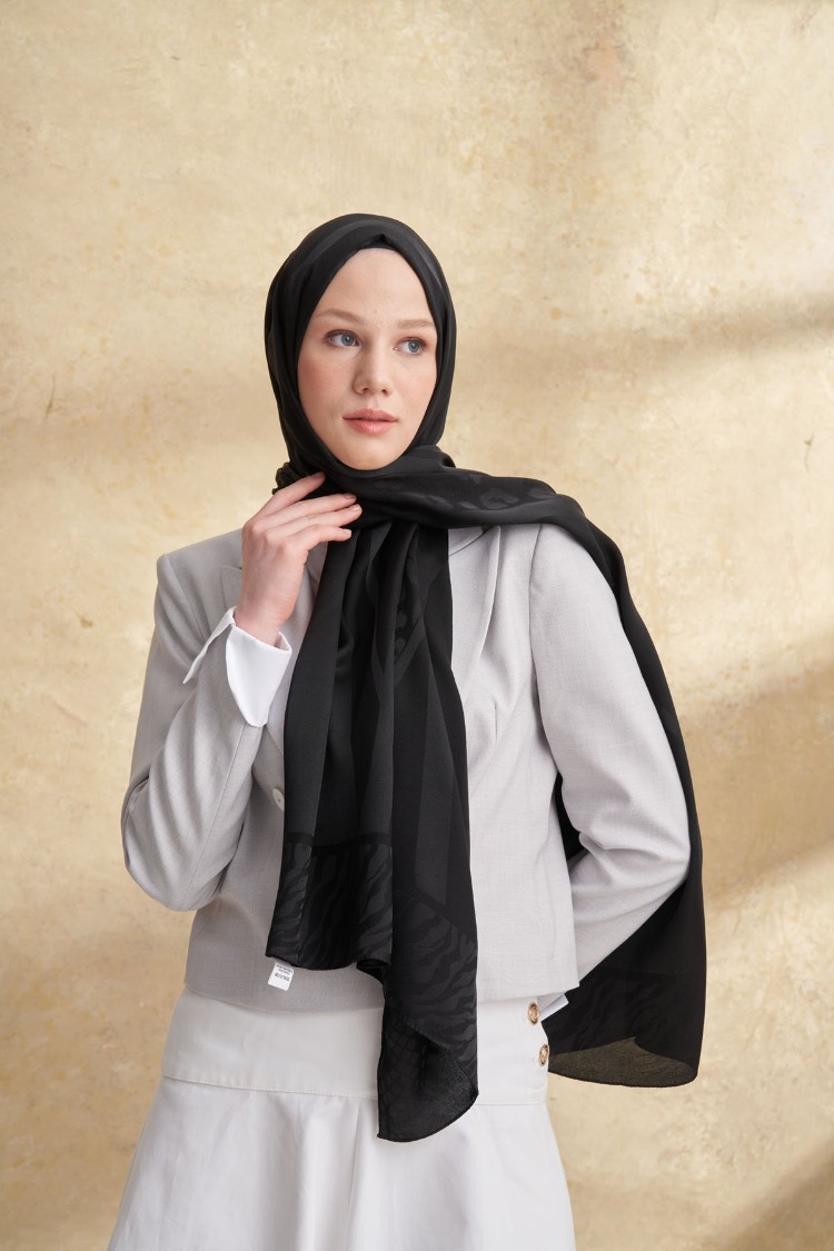 Armanda - 3304 Fiori Jakar Leopar Desen - Siyah