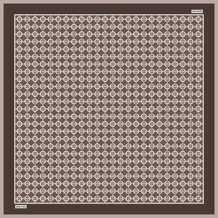 ARMANDA - 4350 Soil Desen Twill İpek Eşarp - Füme
