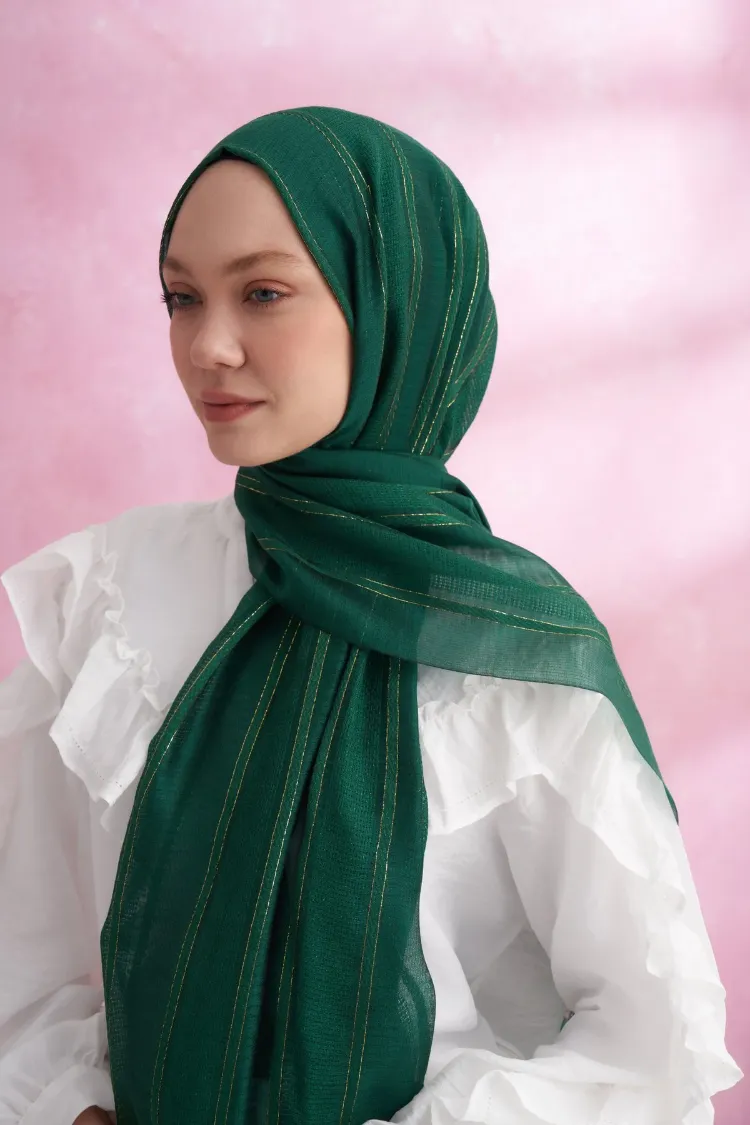 ARMANDA - 3324 İpekli Ruby Şal - Zümrüt