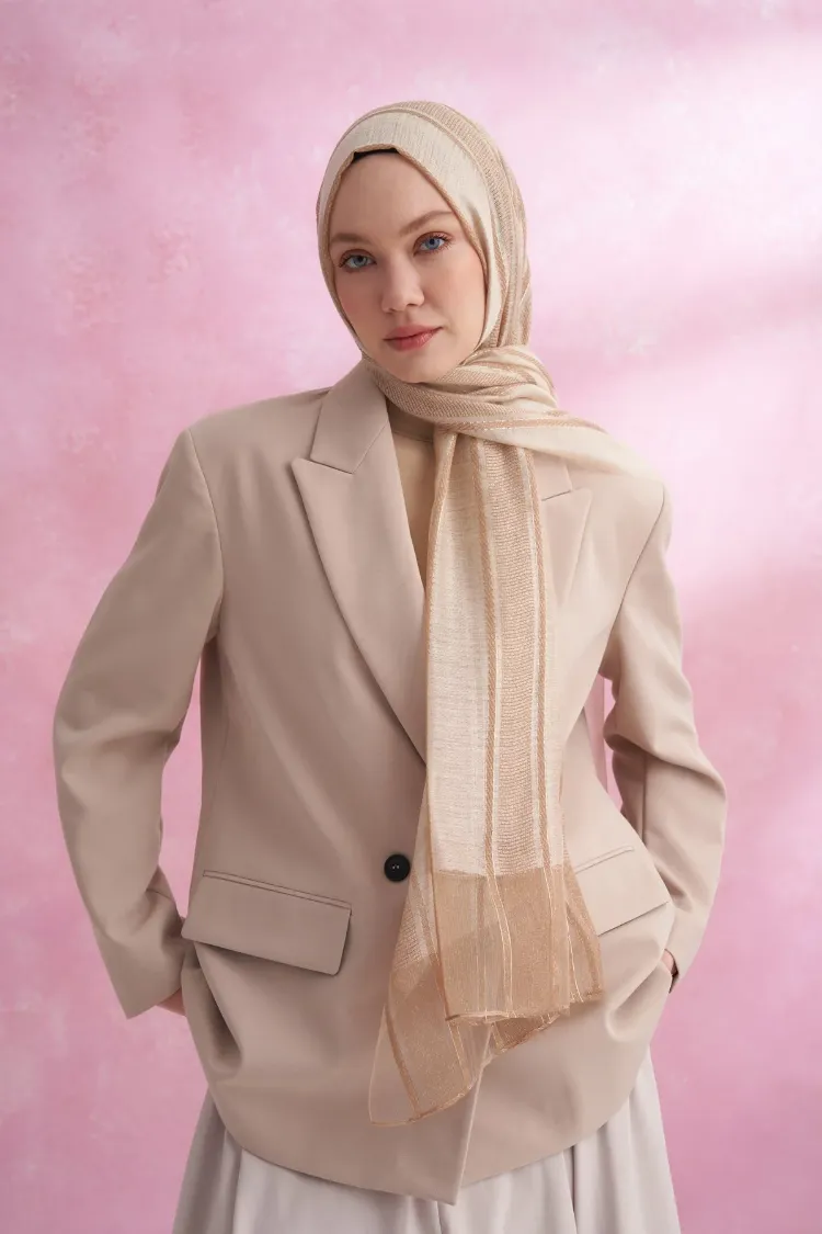 ARMANDA - 3324 İpekli Ruby Şal - Bej