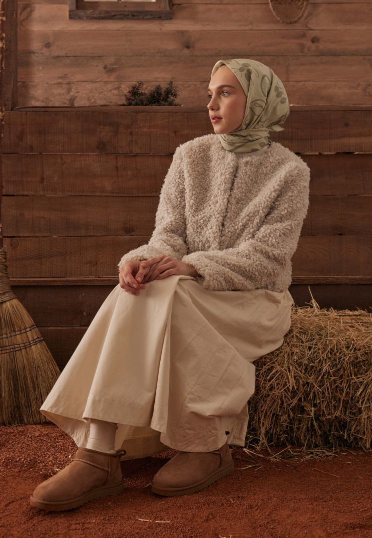 Fresh Scarfs - Luna Desen Pamuk İpek Eşarp - Bej