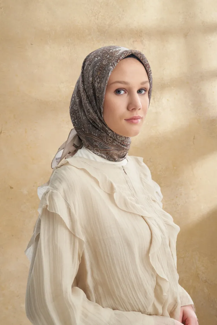 ARMANDA - 3152 Jardın Desen Eşarp - Bej