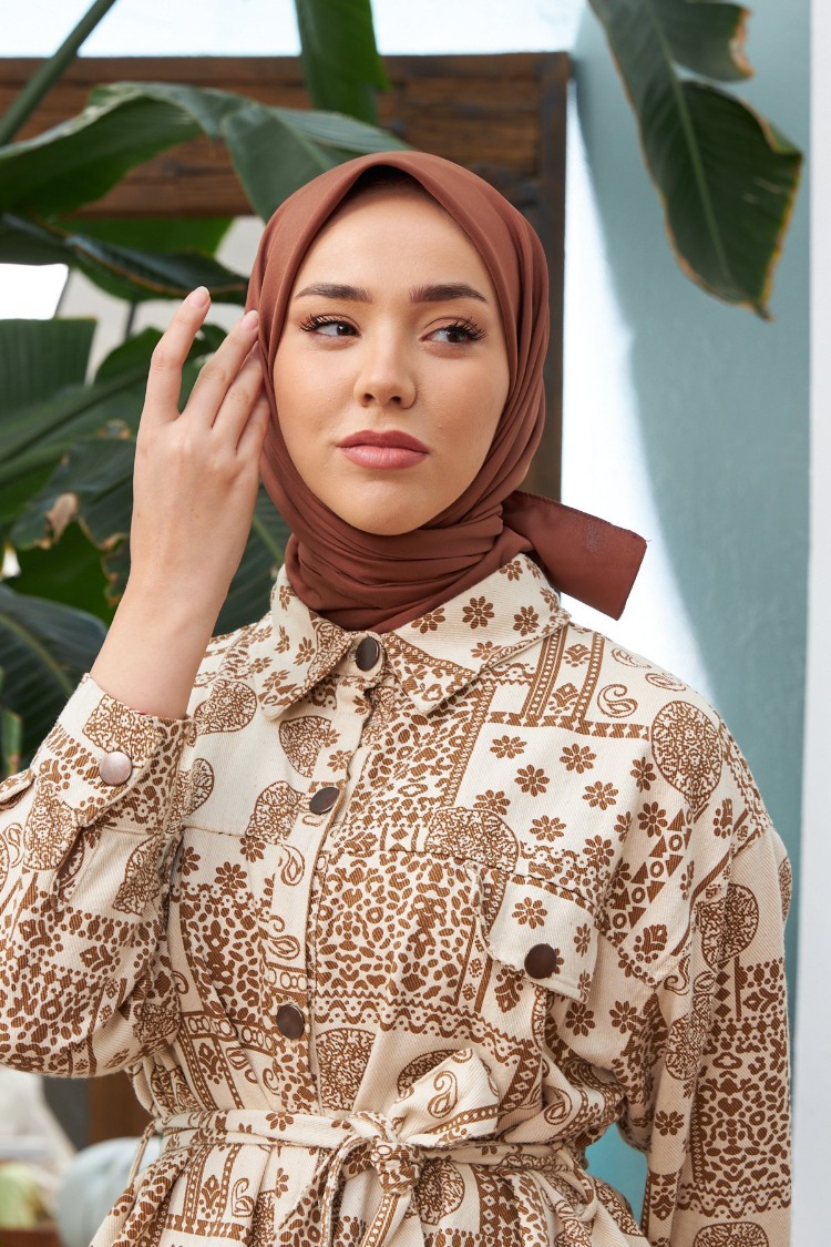 Silk Home Twill Eşarp 11343 - Kahverengi