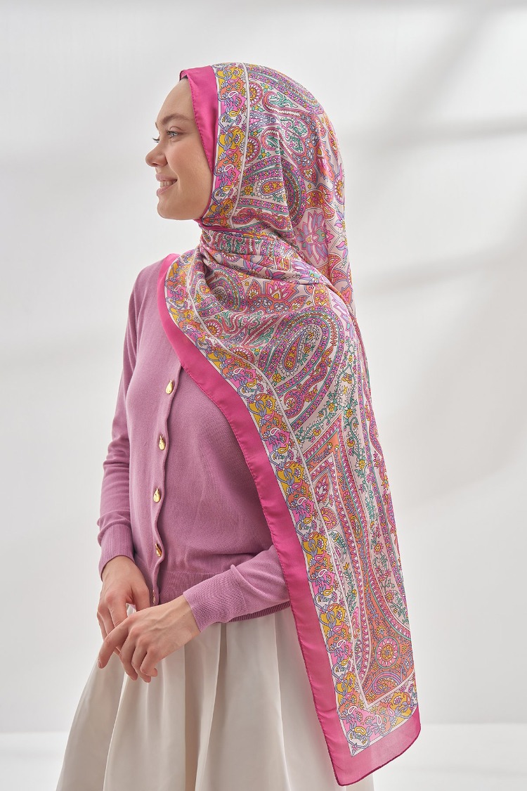 ARMANDA - 6035 Pashmina Desen Şal - Pembe Fuşya