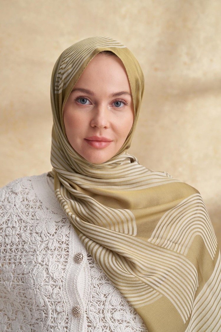 Armanda - 3305 Fiori Jakar Line Desen - Yağ Yeşili