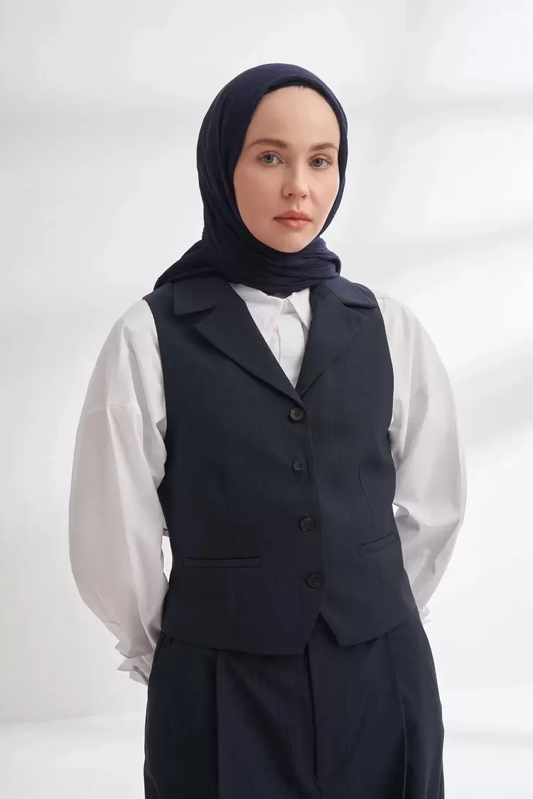 ARMANDA - 3352 Müslin Biyeli Şal - LACİVERT